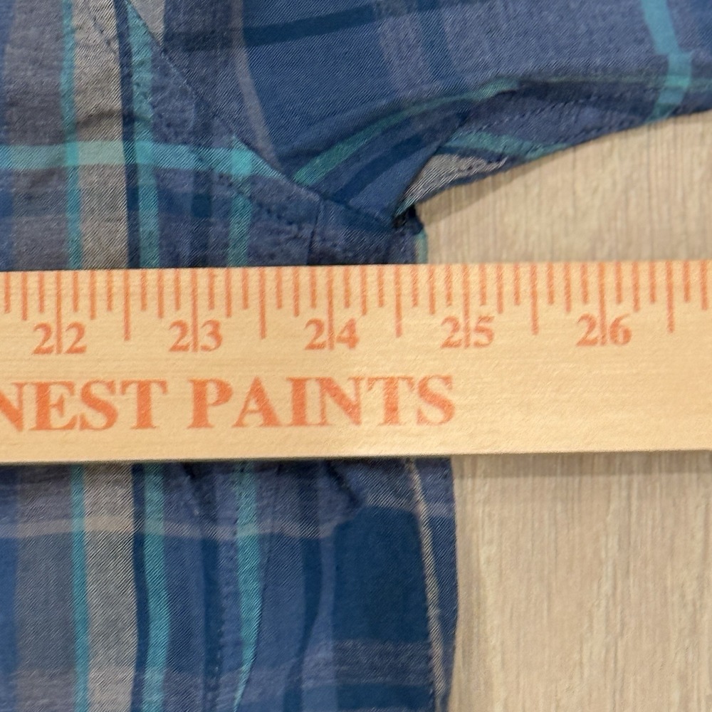 prAna Plaid Camp Shirt XXL Outdoor Hiking Travel Casual Cotton Blue Gorpcore - Picture 5 of 6